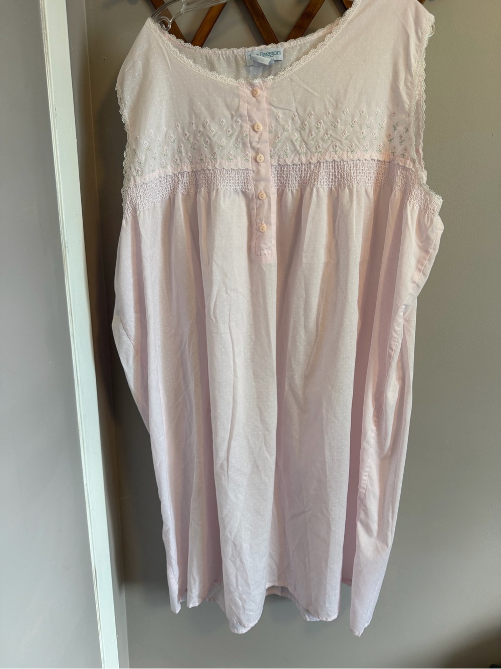 The Paragon Embroidered Swiss Dot Nightgown Pink 3X